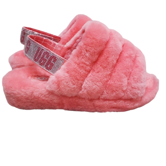 UGG Pink Fluff Yeah Bling Slides Barbie Bubblegum Fur 8 NWT - Picture 4 of 12